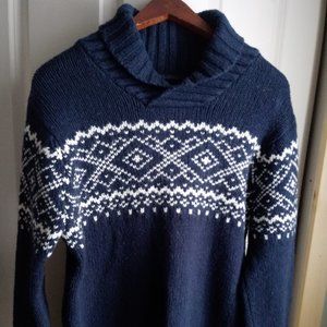 Old Navy Shawl Collar Diamond Pattern Navy Sz S